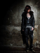 FUR COLLAR RIVET CROP JACKET
