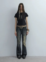 BAROQUE PRINTED MICRO JEANS