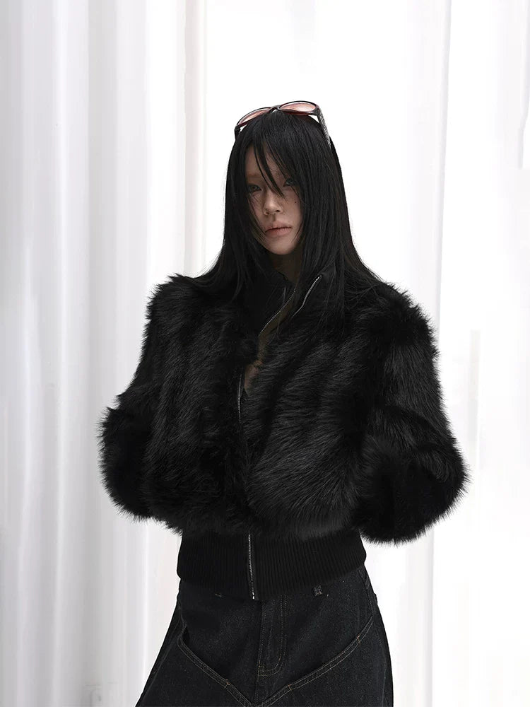 FAUX FUR ZIP COAT