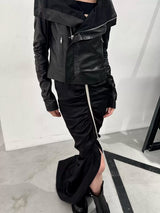 DECONSTRUCTED HIGH COLLAR BIKER JACKET