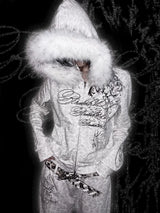 LEOPARD PRINT FUR COLLAR JACKET