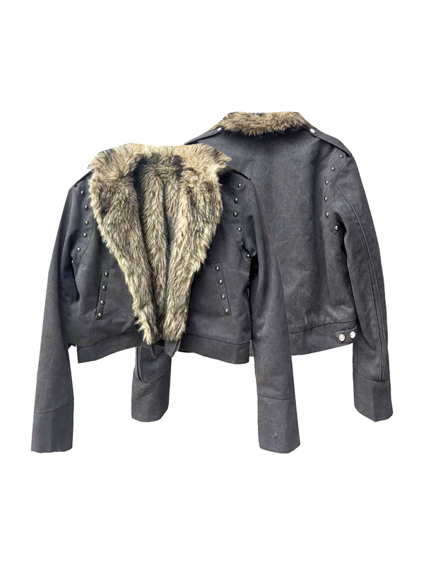 FAUX FUR COLLAR SLIM JACKET