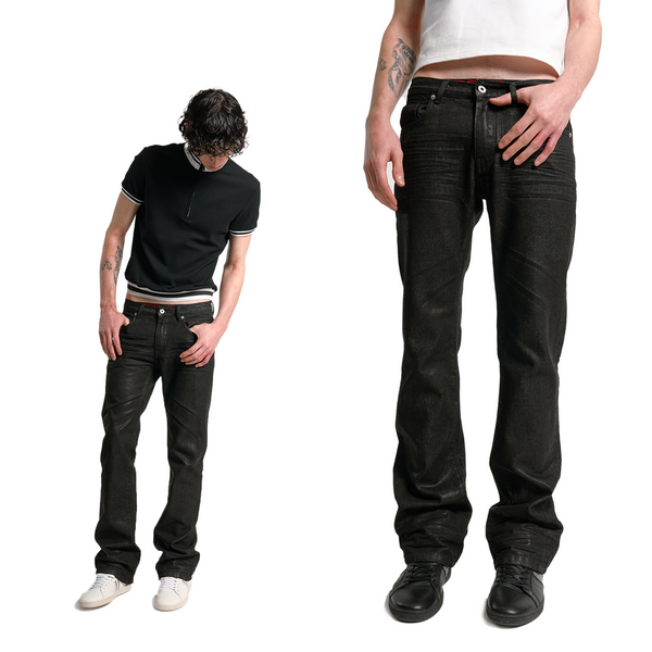 DISTRESSED FITTED STRAIGHT LEG JEANS