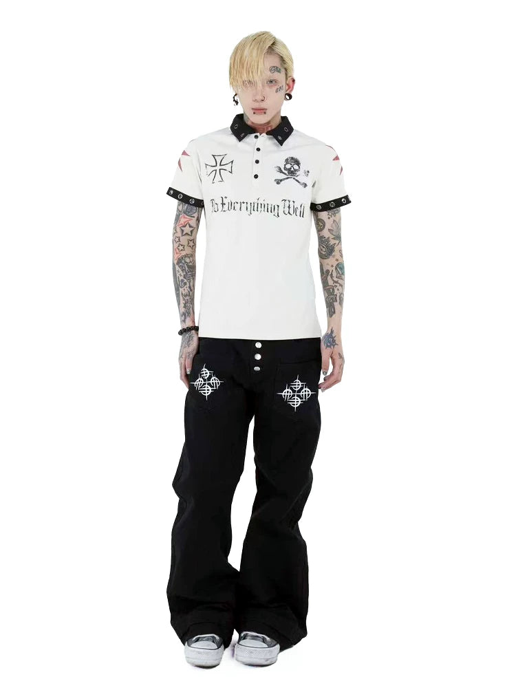 VINTAGE SKULL GRAPHIC POLO SHIRT