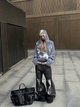 PINK PRINTED KNIT HAT