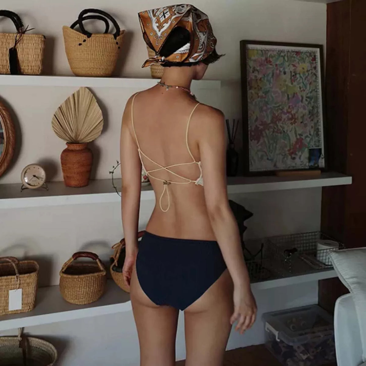 COLOR-BLOCKED MINIMALIST BIKINI SET