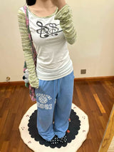 POLKA DOT U NECK LONG SLEEVE TOP