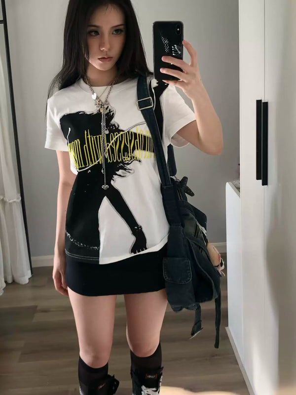 PUNK STYLE EMBROIDERED T-SHIRT