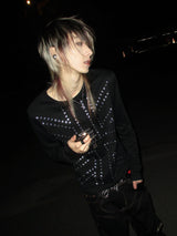 RHINESTONE-STUDDED BLACK TOP