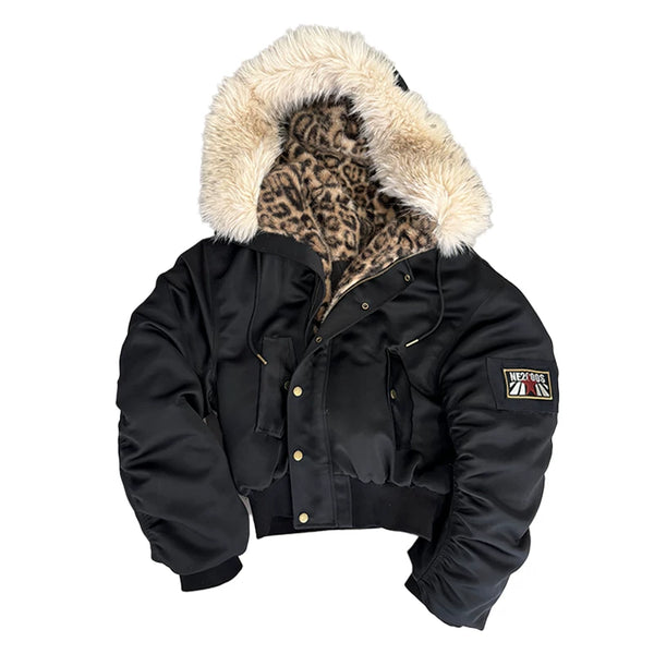 LEOPARD PRINT HOODED JACKET