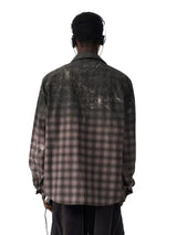 GRADIENT PLAID LAPEL SHIRT
