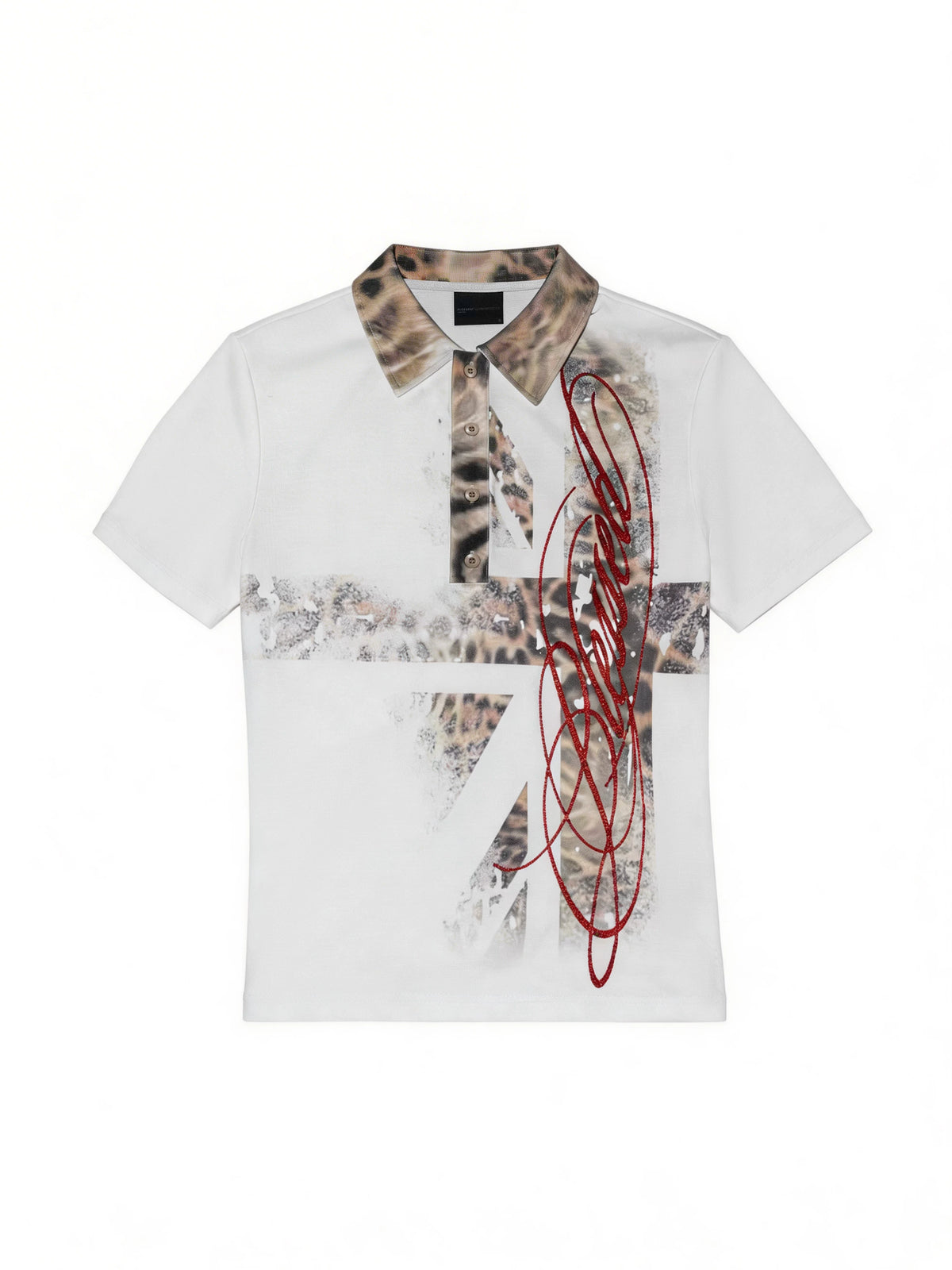 BEIGE LEOPARD PRINT POLO SHIRT
