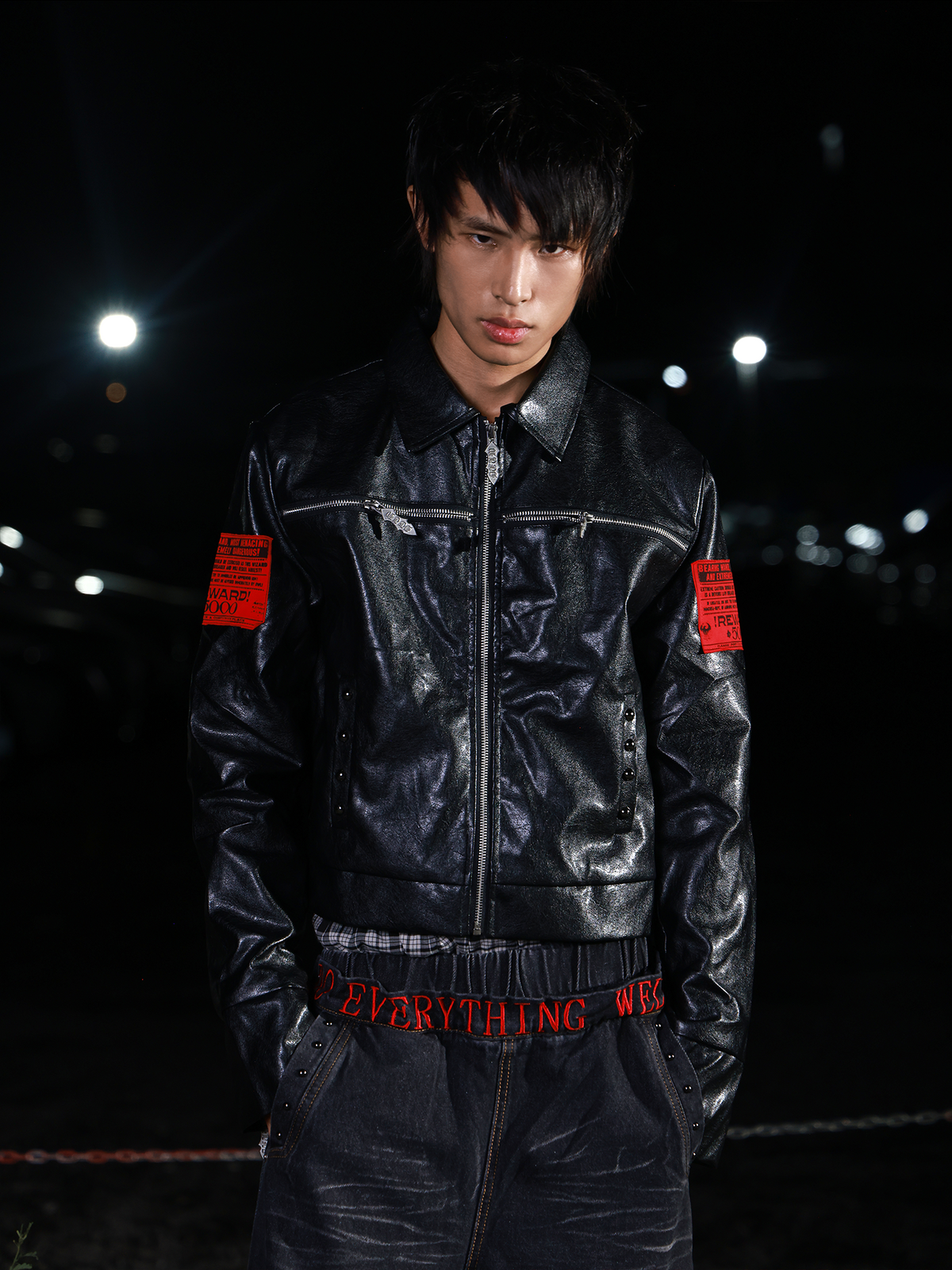 DARK APPLIQU? BIKER JACKET