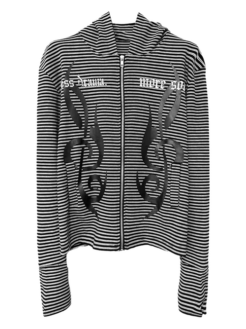 STRIPED HOODED CARDIGAN JACKET