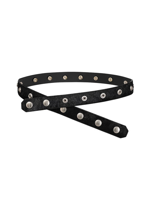 BLACK PONY HAIR BUCKLE BELT