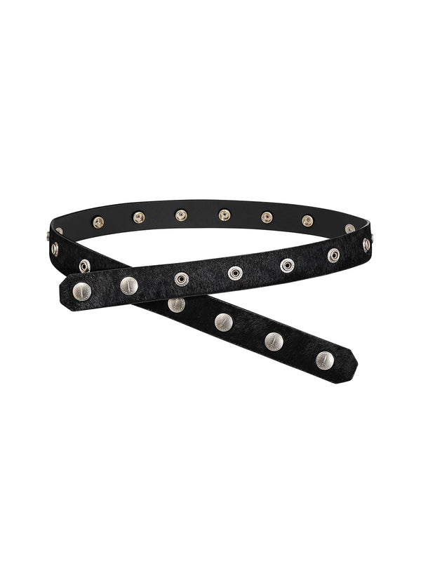 BLACK PONY HAIR BUCKLE BELT