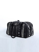STUDDED LEATHER TRAVEL TOTE