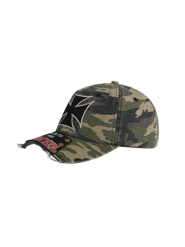DISTRESSED DUCK HAT WITH EMBROIDERY