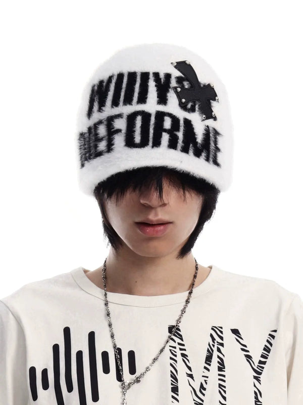 STUDDED MOHAIR BEANIE HAT