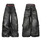 EMBROIDERED A-LINE WORK JEANS