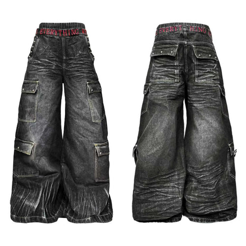 EMBROIDERED A-LINE WORK JEANS