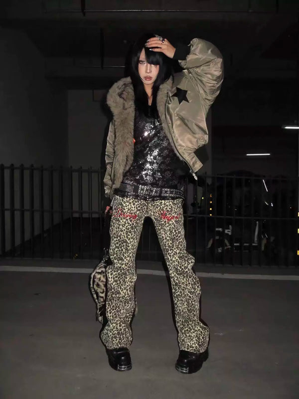 VINTAGE LEOPARD PRINT SKINNY JEANS
