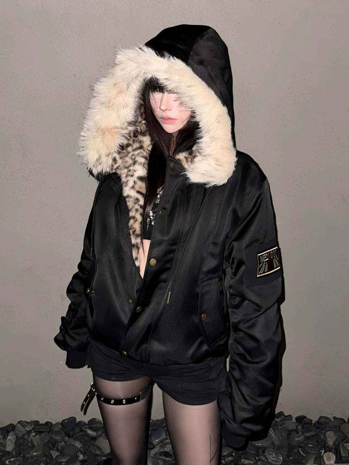 LEOPARD PRINT PILOT JACKET