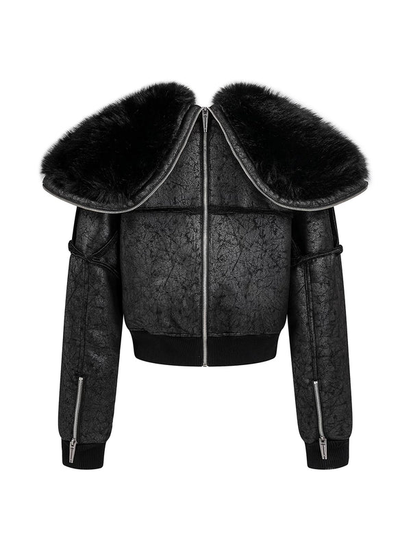 N2B LEATHER JACKET WITH FUR COLLAR