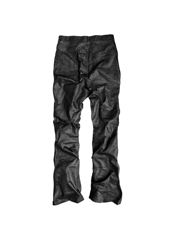 GLOSSY SILVER SILK PANTS