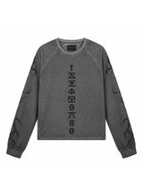 SANSKRIT PRINT WAFFLE LONG SLEEVE T-SHIRT