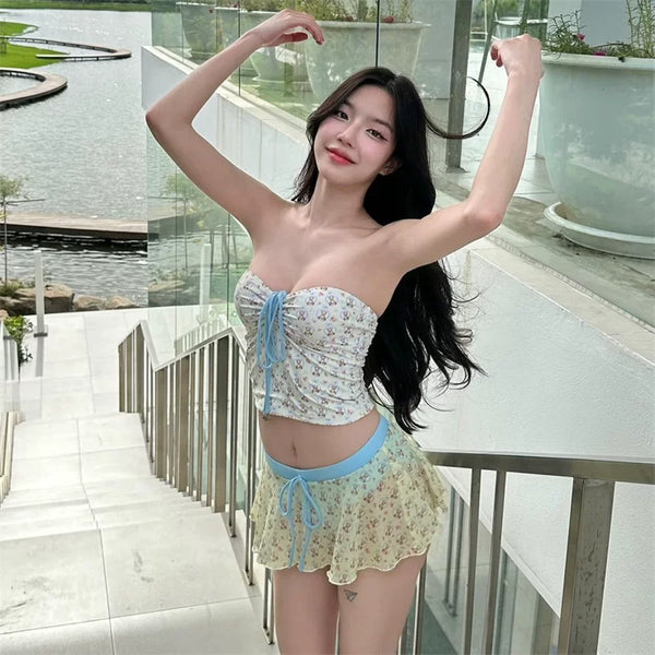 FLORAL SKIRT BIKINI SET