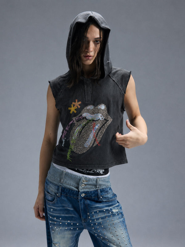 LEOPARD-PRINT RHINESTONE TANK TOP