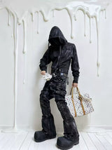 DISTRESSED RESIN COATED JEANS
