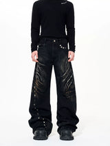VINTAGE DISTRESSED CAT-EAR JEANS