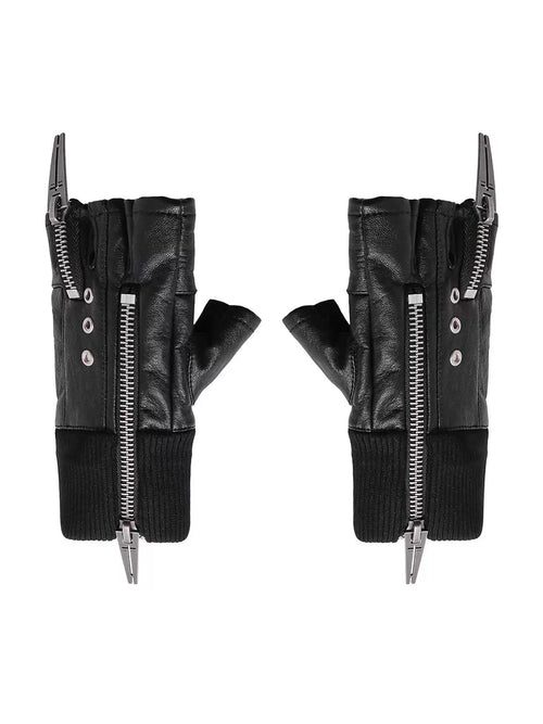 PUNK LAYERED ZIPPER GLOVES