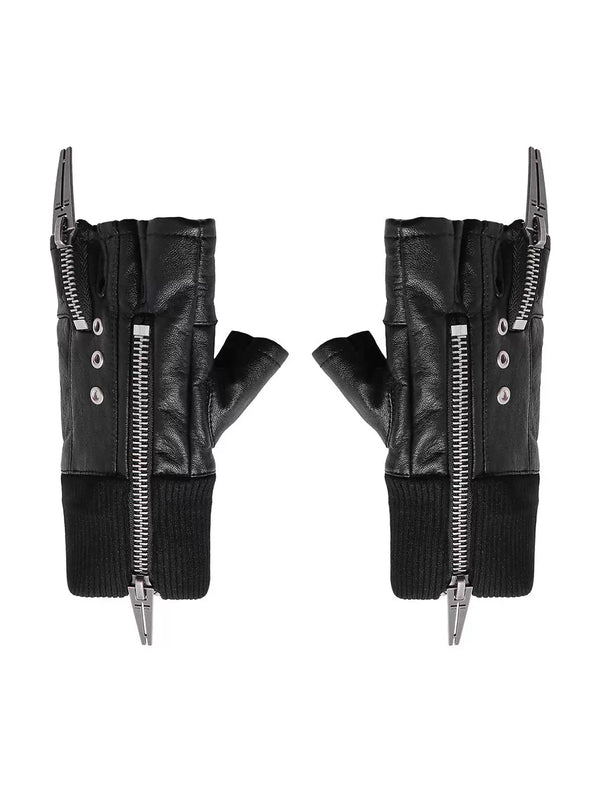 PUNK LAYERED ZIPPER GLOVES