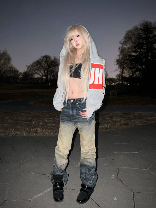 WASHED GRADIENT MUD DYE JEANS