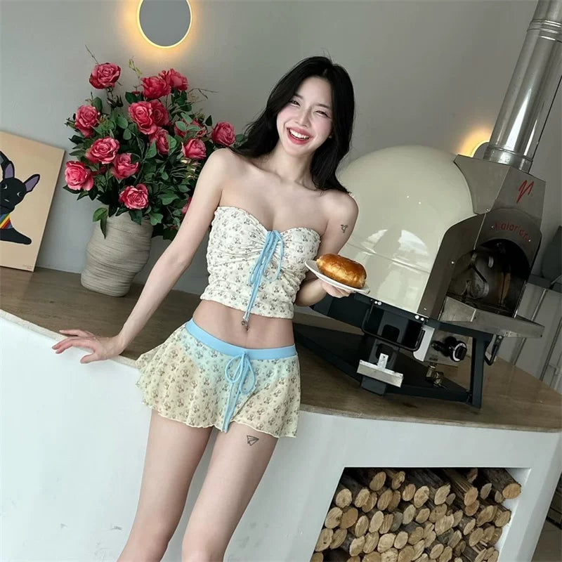 FLORAL SKIRT BIKINI SET