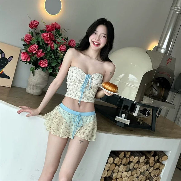 FLORAL SKIRT BIKINI SET