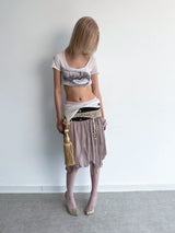 PLEATED KNIT TASSEL SKIRT