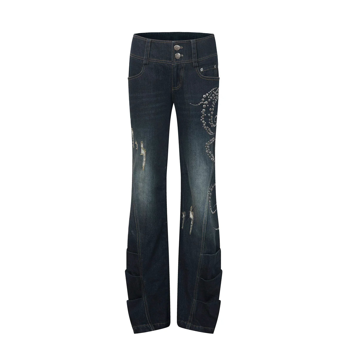 VINTAGE FRAYED STRAIGHT JEANS