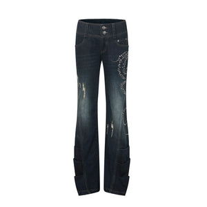 VINTAGE FRAYED STRAIGHT JEANS