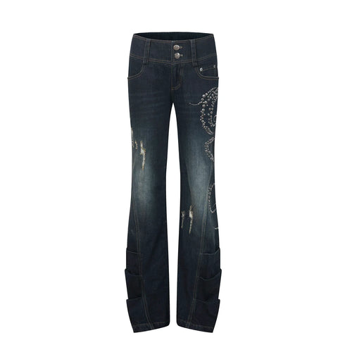 VINTAGE FRAYED STRAIGHT JEANS