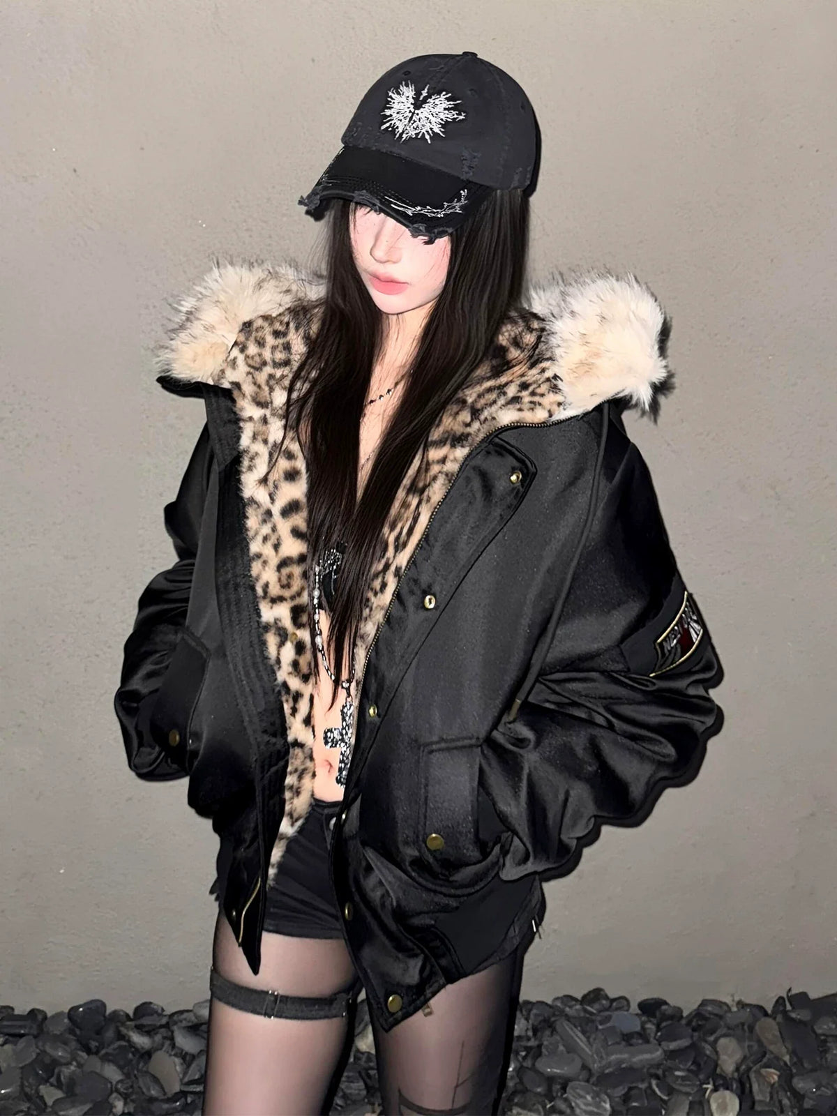 LEOPARD PRINT PILOT JACKET