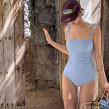KOREAN-STYLE SOLID SWIMSUIT SET