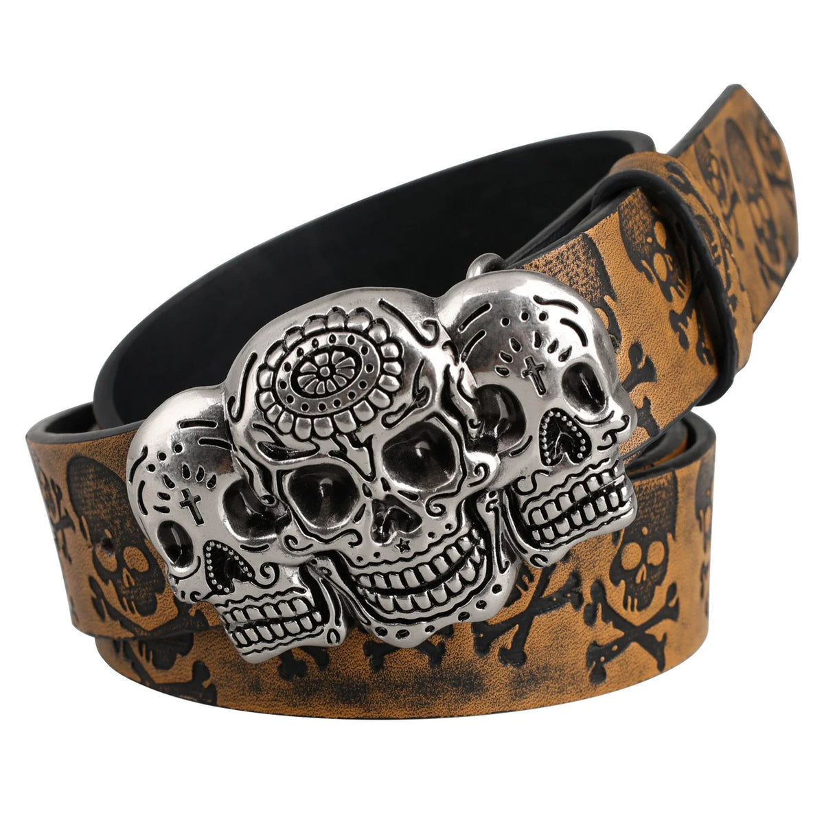 SKULL BUCKLE PU BELT