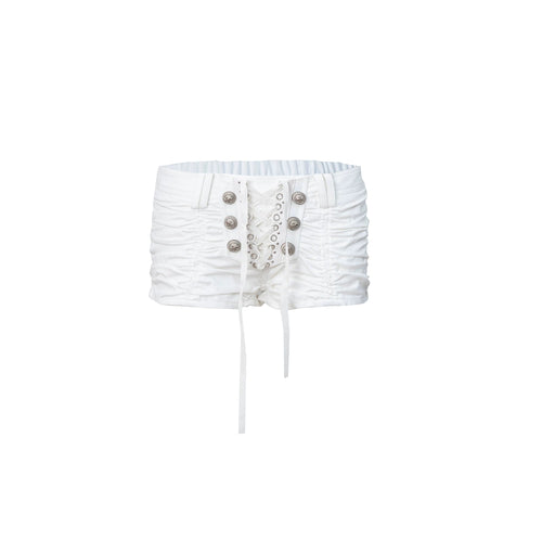 RETRO PLEATED LOW WAIST SHORTS