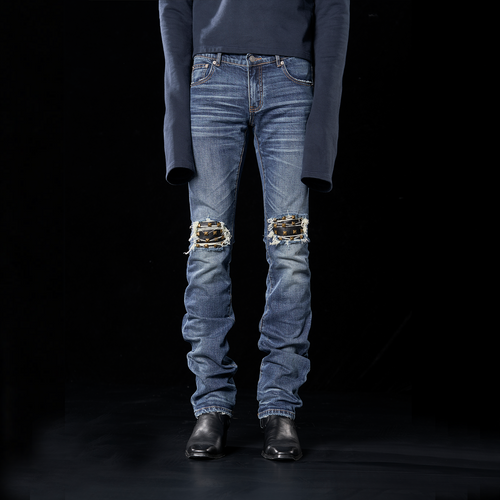 DISTRESSED BLUE STRETCH JEANS