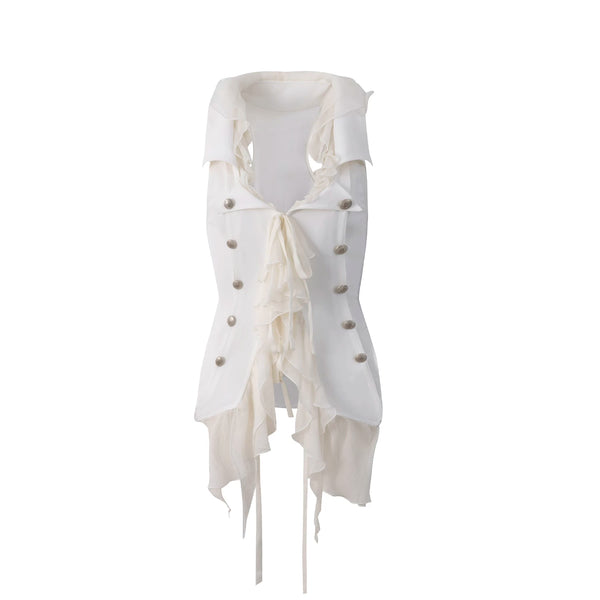 CHIFFON RUFFLE SUIT VEST