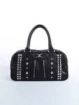 STUDDED LEATHER TRAVEL TOTE